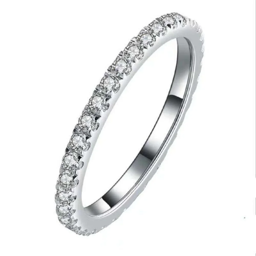 *18K White Gold Diamond Eternity Stackable Ring